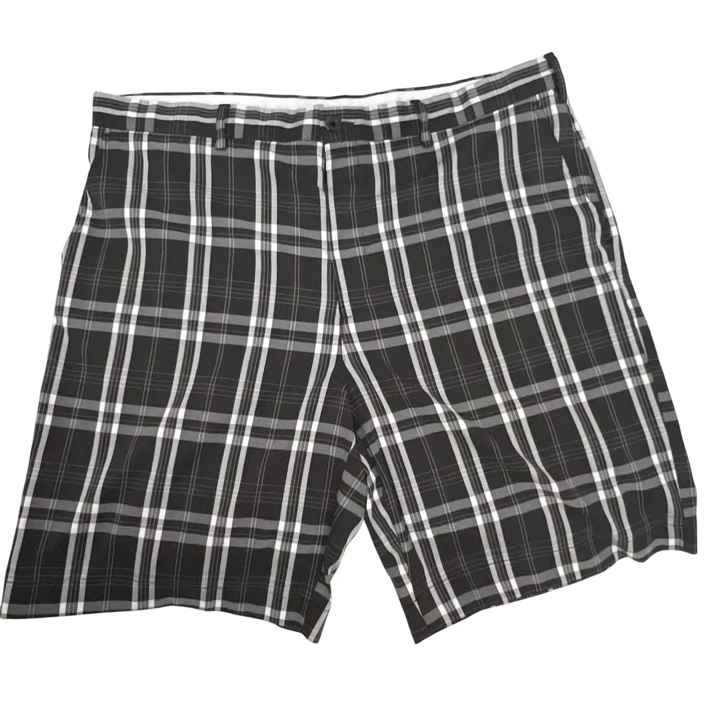 BCG Mens Plaid Performance‎ Golf Shorts Black White Grey Size 42 Stretch Active